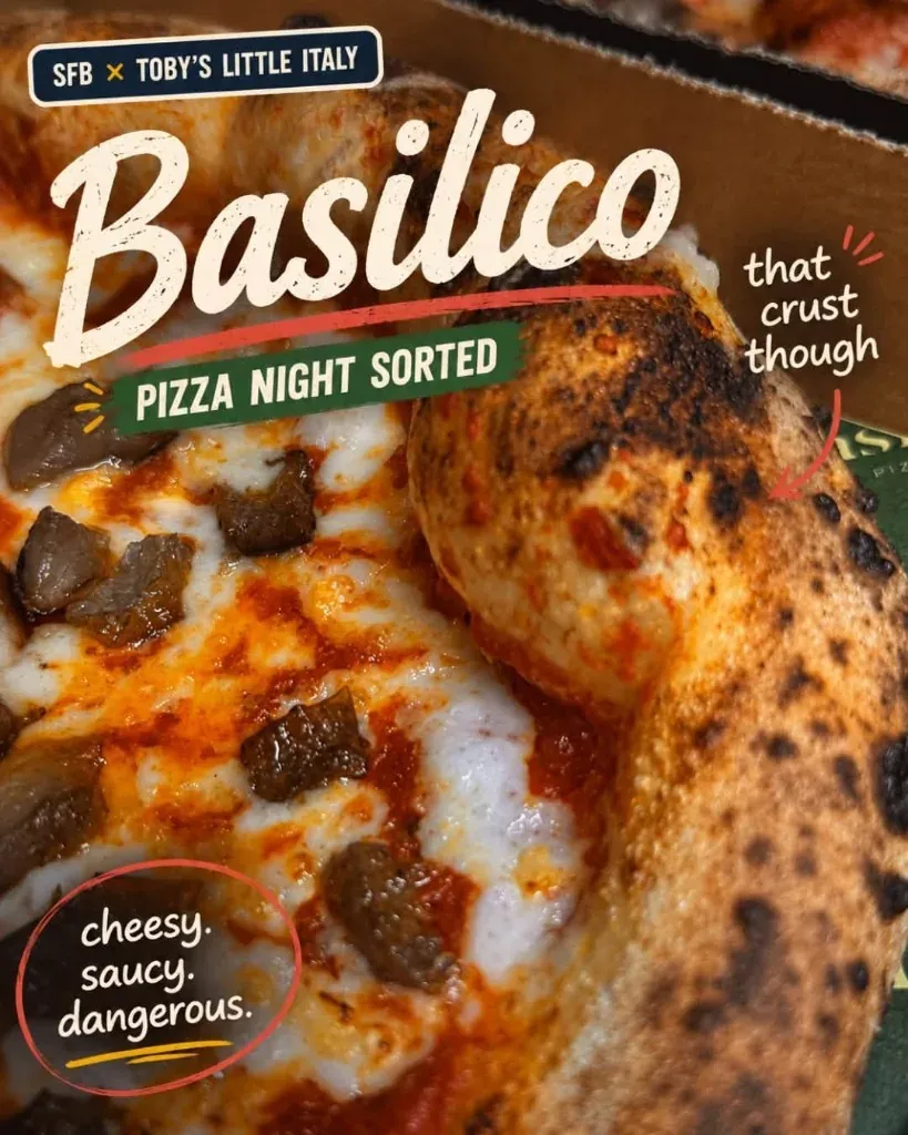 Basilico wood-fired pizza at Toby's Little Italy Prestons